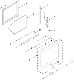 Door Parts Diagram and Parts List for JDS1450ML2  Whirlpool Range