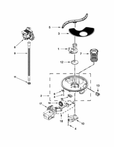 Pump, Washarm And Motor Parts Diagram and Parts List for 66513272K116  Kenmore Dishwasher