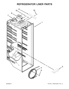 Refrigerator Liner Parts Diagram and Parts List for WRS325FDAT04  Whirlpool Refrigerator