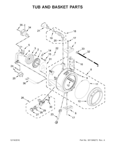 Tub And Basket Parts Diagram and Parts List for WFW8540FW1  Whirlpool Washer