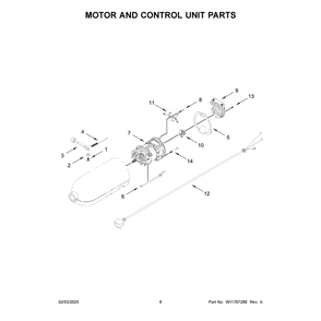 Motor And Control Unit Parts Diagram and Parts List for 5KSM150PSTER5  KitchenAid Mixer