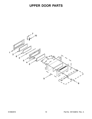 Upper Door Parts Diagram and Parts List for YKFED500ESS3  Whirlpool Range