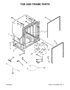 Tub And Frame Parts Diagram and Parts List for WDT920SADM3  Whirlpool Dishwasher