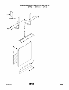 Door And Panel Parts Diagram and Parts List for 66513033K112  Kenmore Dishwasher