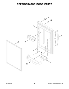 Refrigerator Door Parts Diagram and Parts List for WRB329DMBW05  Whirlpool Refrigerator