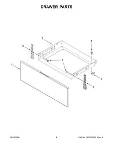 Drawer Parts Diagram and Parts List for YWEE515S0LS3  Whirlpool Range