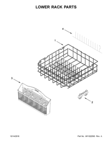 Lower Rack Parts Diagram and Parts List for 66513403N413  Kenmore Dishwasher