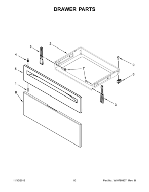 06 - DRAWER PARTS Diagram and Parts List for YWFE530C0EW0  Whirlpool Range