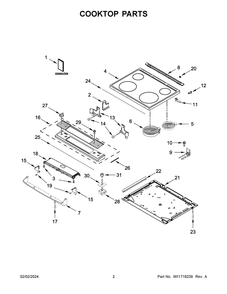 Cooktop Parts Diagram and Parts List for WEE515S0LS3  Whirlpool Range