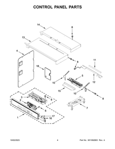 Control Panel Parts Diagram and Parts List for WOEC3030LS01  Whirlpool Microwave Oven Combo
