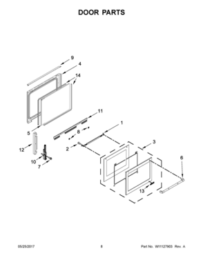 05 - DOOR PARTS Diagram and Parts List for JDS1450CFP0  Whirlpool Range