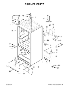 Cabinet Parts Diagram and Parts List for KFIS29PBMS02  KitchenAid Refrigerator