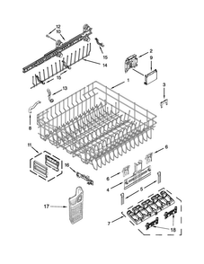 Upper Rack And Track Parts Diagram and Parts List for KUDE48FXSP6  KitchenAid Dishwasher