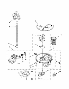 Pump And Motor Parts Diagram and Parts List for 66513369K112  Kenmore Dishwasher