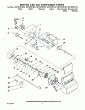 MOTOR AND ICE CONTAINER PARTS Diagram and Parts List for WSF26D5EXL00  Whirlpool Refrigerator