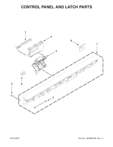 Control Panel And Latch Parts Diagram and Parts List for KDTM404EWH2  KitchenAid Dishwasher