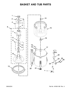 Basket And Tub Parts Diagram and Parts List for RTW4516FW1  Roper Washer