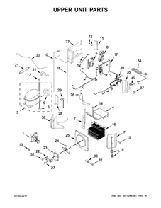 Upper Unit Parts Diagram and Parts List for KBBR206EPA01  KitchenAid Refrigerator