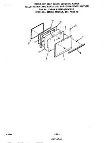 Door For 23541a, 23542a Diagram and Parts List for 2364*1A  Roper Range