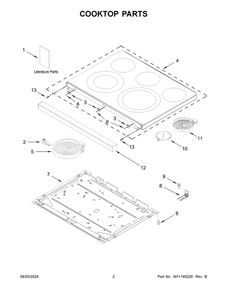 02 - Cooktop Parts Diagram and Parts List for YWFES5030RB0  Whirlpool Range