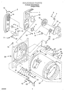 Bulkhead Diagram and Parts List for OEM2-7MLGC9545JQ1  Whirlpool Dryer