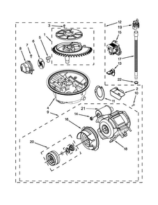 Pump, Washarm And Motor Parts Diagram and Parts List for KUDS30SXSS9  KitchenAid Dishwasher