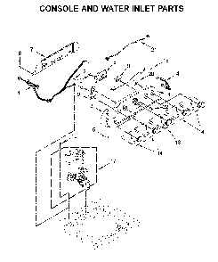 Console and water inlet parts Diagram and Parts List for WTW5005KW0  Whirlpool Washer