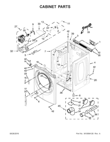 Cabinet Parts Diagram and Parts List for WGD85HEFW0  Whirlpool Dryer