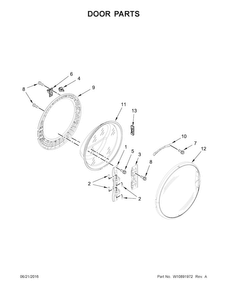 Door Parts Diagram and Parts List for WFW8540FW0  Whirlpool Washer