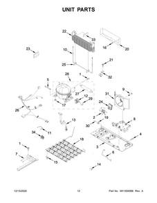 Unit Parts Diagram and Parts List for MBF2258FEZ05  Whirlpool Refrigerator