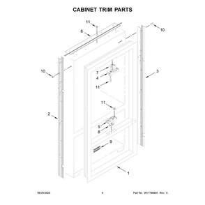 Cabinet Trim Parts Diagram and Parts List for KBFN502EBS06  KitchenAid Refrigerator