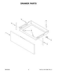 Drawer Parts Diagram and Parts List for WEE515S0LV3  Whirlpool Range