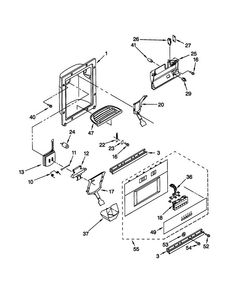 Dispenser Front Diagram and Parts List for KSSP36QGT00  KitchenAid Refrigerator