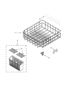 Lower Rack Parts Diagram and Parts List for IUD7070DS3  Whirlpool Dishwasher