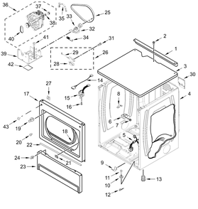 Upper Cabinet And Front Panel Parts Diagram and Parts List for MLE26PDFYW0  Whirlpool Dryer
