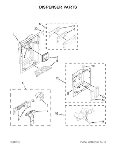 Dispenser Parts Diagram and Parts List for KSSC48QVS06  KitchenAid Refrigerator