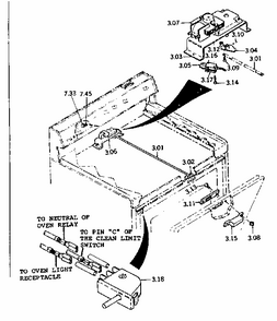 Door Latch System Diagram and Parts List for 1189387140  Kenmore Range