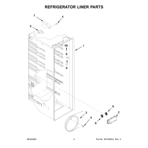 Refrigerator Liner Parts Diagram and Parts List for WRS321SDHW08  Whirlpool Refrigerator