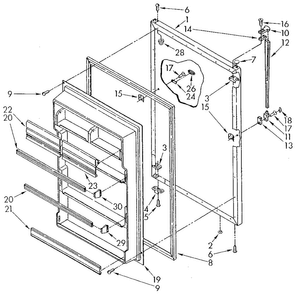 Refrigerator Door Diagram and Parts List for ET20AKXSN03  Whirlpool Refrigerator