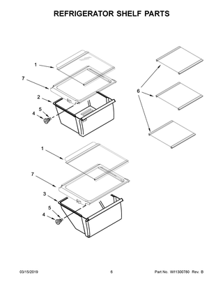 Refrigerator Shelf Parts Diagram and Parts List for WRS312SNHM01  Whirlpool Refrigerator