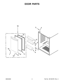 Door Parts Diagram and Parts List for WUR35X24HZ00  Whirlpool Wine and Beverage Cooler