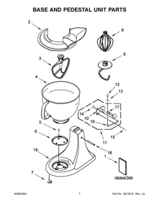Base And Pedestal Unit Parts Diagram and Parts List for KSM150PSFT0  Whirlpool Mixer