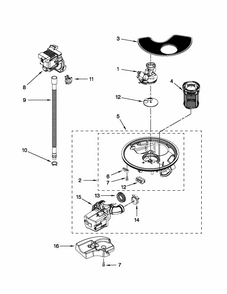 Pump And Motor Parts Diagram and Parts List for 66513023K110  Kenmore Dishwasher