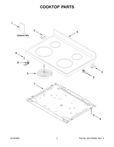 Cooktop Parts Diagram and Parts List for WFE515S0JW4  Whirlpool Range