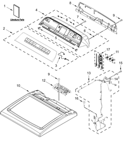 Top And Console Parts Diagram and Parts List for WED8127LW3,WED8127LC3  Whirlpool Dryer