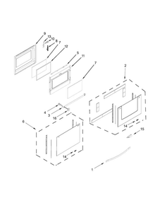 Lower Door Parts Diagram and Parts List for WGE555S0BW03  Whirlpool Range