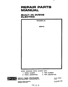 Cover Page Diagram and Parts List for B9307*0  Roper Range