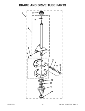 12 - BRAKE AND DRIVE TUBE PARTS Diagram and Parts List for YLTE5243DQB  Whirlpool Washer Dryer Combo