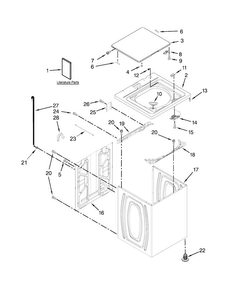 Top And Cabinet Parts Diagram and Parts List for 4GWTW4950YW2  Whirlpool Washer