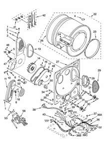 Dryer Bulkhead Parts Diagram and Parts List for 11098752794  Kenmore Washer Dryer Combo